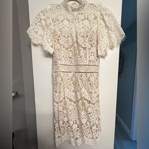 Elegant White Lace Dress size M